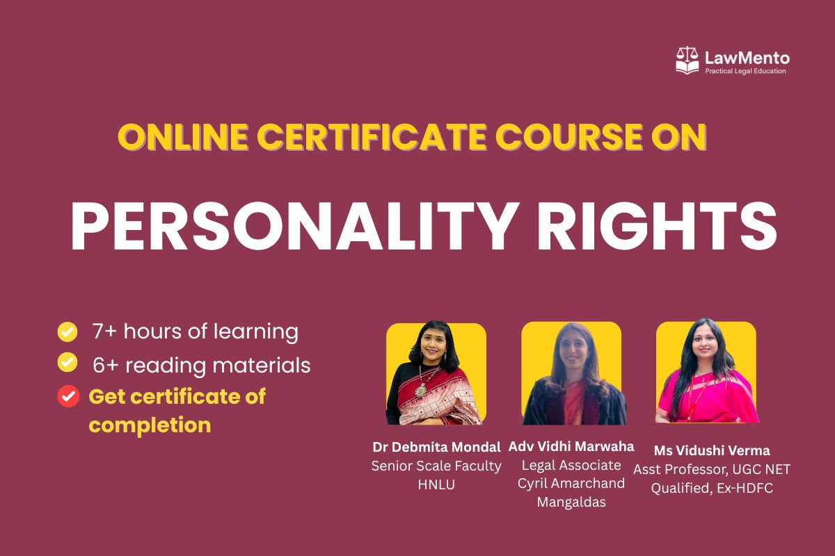 Online Certificate Course on Personality Rights by LawMento [18% off ...