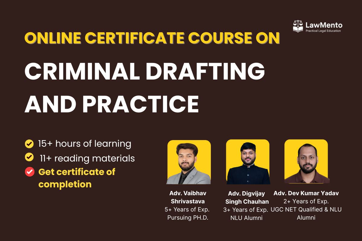 Online Certificate Course on Criminal Drafting and Practice by LawMento ...